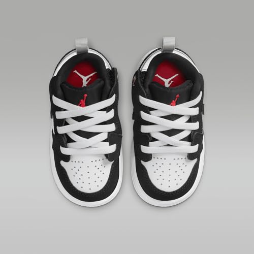 Jordan 1 Low Alt SE Baby/Toddler Shoes (IB3886-106, White/Black/Matte Silver/Fire Red)4