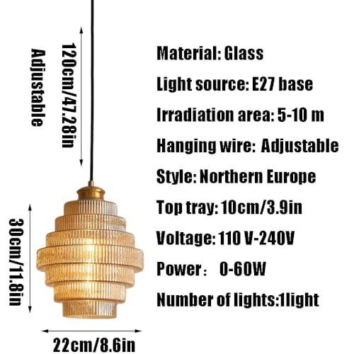Suspension E27 à montage encastré, lustre industriel en verre créatif