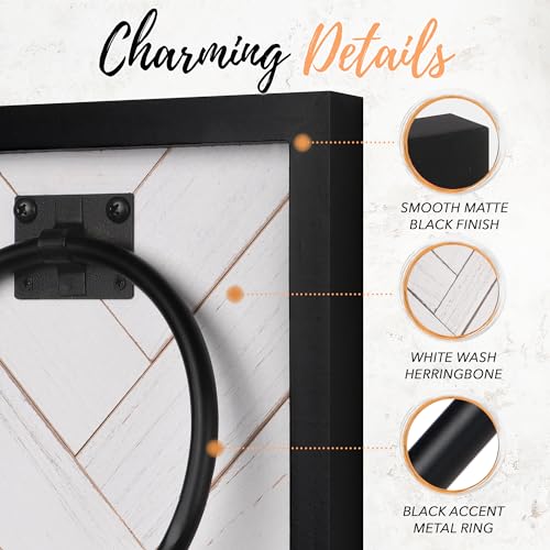 Autumn-Alley-Farmhouse-Decor-Hand-Towel-Ring-for-Bathroom-Rustic-Hand-Towel-Holder-Rustic-Towel-Rack-Ring-Holder-Wall-Mounted-Bathroom-Decor-Towels-with-Unique-Shiplap-Black-Ring-Wood-White Autumn Alley Farmhouse Decor Hand Towel Ring for Bathroom Rustic Hand Towel Holder Rustic Towel Rack Ring Holder Wall Mounted Bathroom Decor Towels with Unique Shiplap Black Ring Wood White