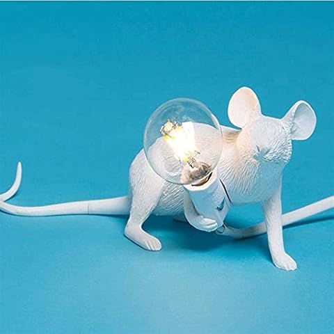 Resin Rat Lamps Mouse Led Table Lampled Desk Lamp Home Decor Desk Lights with Lamp Desk LED Eye Protection Decoration Animal Desk Lamps Home Decor Desk Lights White (Color : Lie Down) Cover