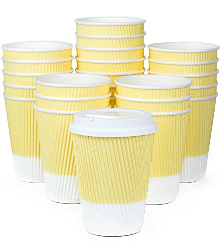 Premium Disposable Coffee Cups With Lids - (90) Durable 12 oz To Go Coffee Cups With Tight Resealable Lids Prevent Leaks! Sturdy, Insulated For Hot Beverages. Will Not Bend With Heat Or Burn Fingers!