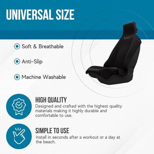 Image of DryvaSeat - Premium Microfiber Towel Car Seat Cover - Waterproof & Sweatproof - Universal Fit, Machine Washable, Non-Slip - Seat Protector for Car, Truck, SUV, Van (Shadow Black, 1 Pack)