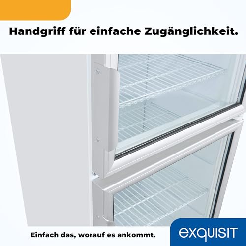 Exquisit Getränkekühlschrank GKS350-2-GT-280D weiss | Flaschenkühlschrank 320 L Volumen | Getränkekühlschrank mit Glastür | LED | Gitterablagen