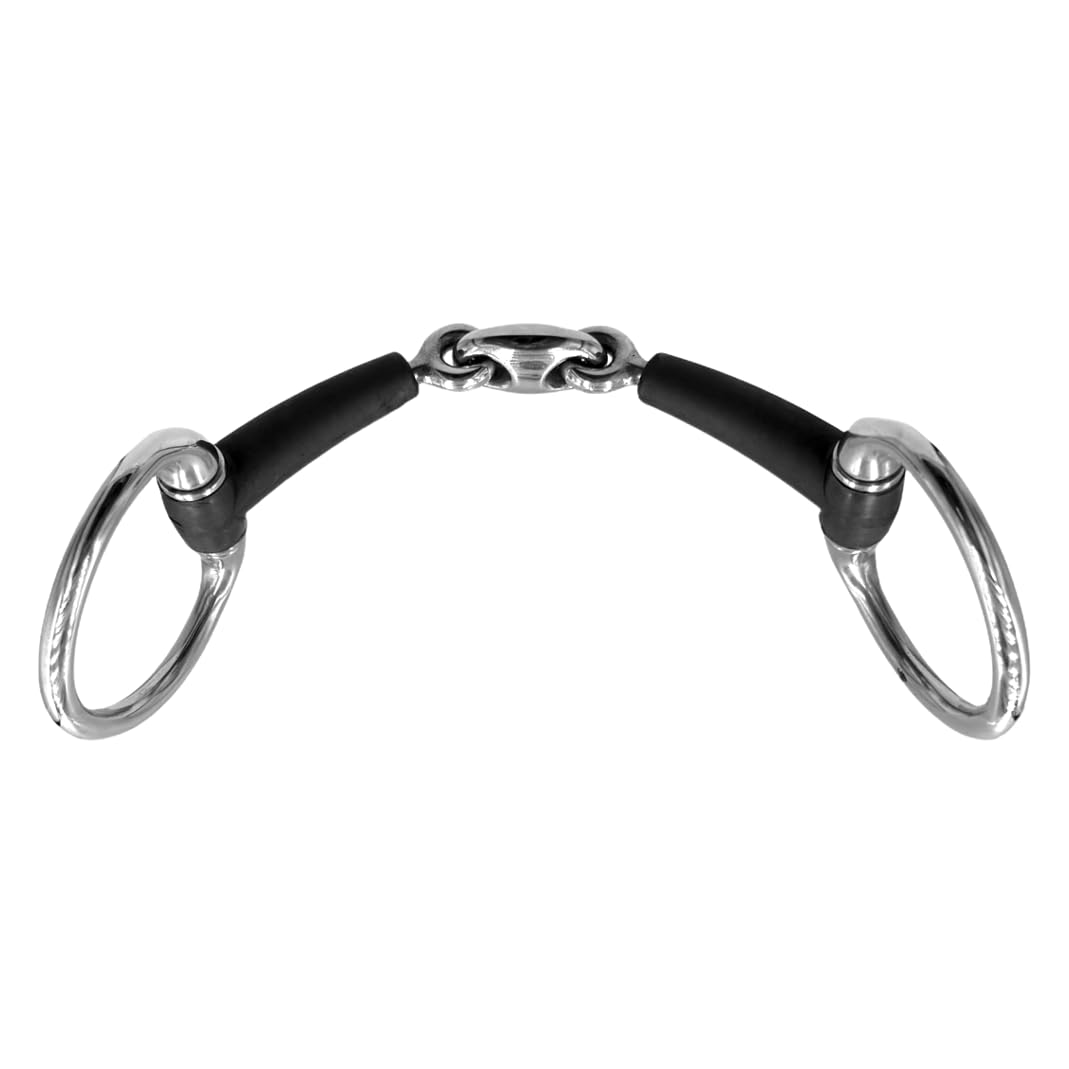 ES0248 - Morsetto a testa d'oliva, doppia rotta con gomma, per cavalli sensibili e giovani cavalli (10,5 cm)