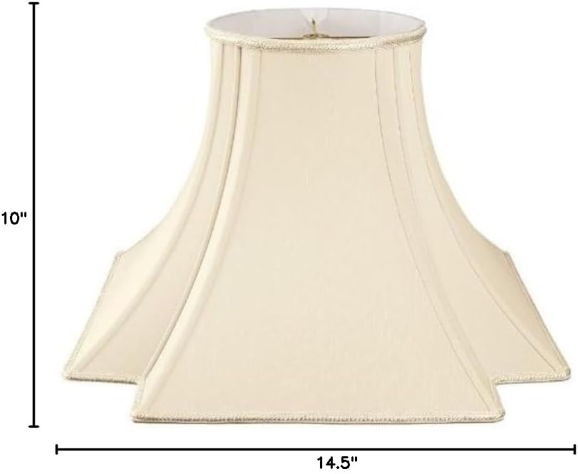 Royal Designs Fancy Square Bell with Inverted Corner Designer Lamp Shade, Beige, 5 x 12 x 10