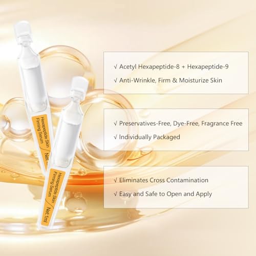 BACHERI Firming Skin Serum with Acetyl Hexapeptide-8, Hexapeptide-9, Carnosine - Moisturizing, Hydrating and Antioxidant for Fine Lines, 15 Pcs/Box Ampoules