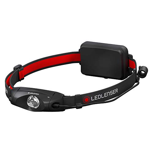 Ledlenser H4 Stirnlampe LED, schwenkbar, 250 Lumen, 3xAAA batteriebetrieben, rotes Rücklicht, wasserdicht IP57, mit Wide Beam für eine breite Ausleuchtung, inkl. Batterien, Headlamp
