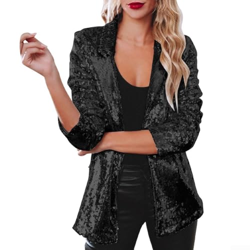 Blazer paillettes femme revers brillant coupe veste de bal haut de gamme