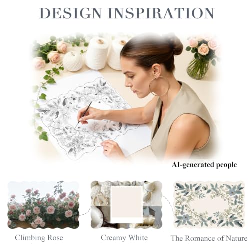 Tapete decorativo floral BSICPRO 2x3 pies blanco crema miniatura 2