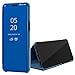 Produktbild ColiColi für Oppo Find X2 Lite Hülle 360 Grad Handyhülle Spiegel Clear View Flip Wallet Schutzhülle Dünne Vorne Hinten Handytasche Booklet Kratzfest Bumper mit Standfunktion, Blau