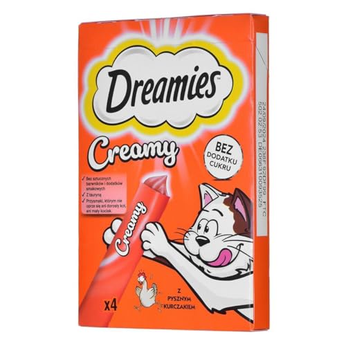 Dreamies Katzenleckerlis Creamy Snacks mit Huhn – köstlich cremiger Geschmack – 20 Portionsbeutel (5 x 4 x 10g)