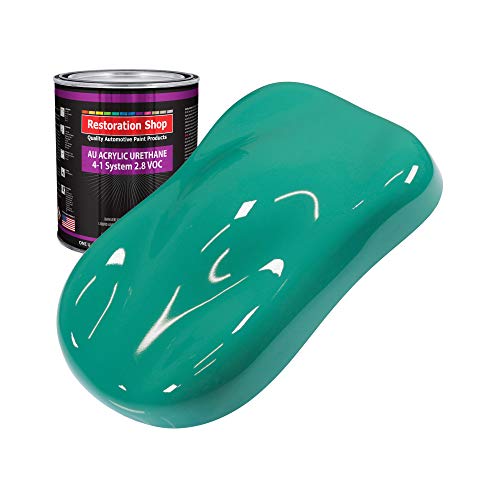 Restoration Shop - Tropical Turquoise Acrylic Urethane Auto Paint - Quart Paint Color Only - Professional Single Stage High Gloss Automotive, Car, Truck Coating, 2.8 VOC