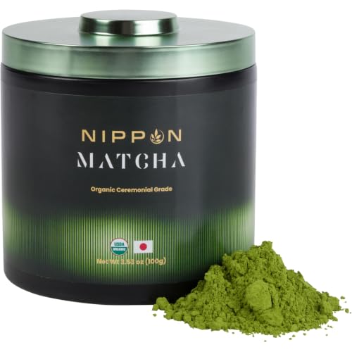 Organic Ceremonial Grade Matcha Powder, Japanese Uji Matcha Green Tea, USDA Certified Organic, First Harvest, Unsweetened, Stone-Ground Matcha Tea (100g/3.53oz)