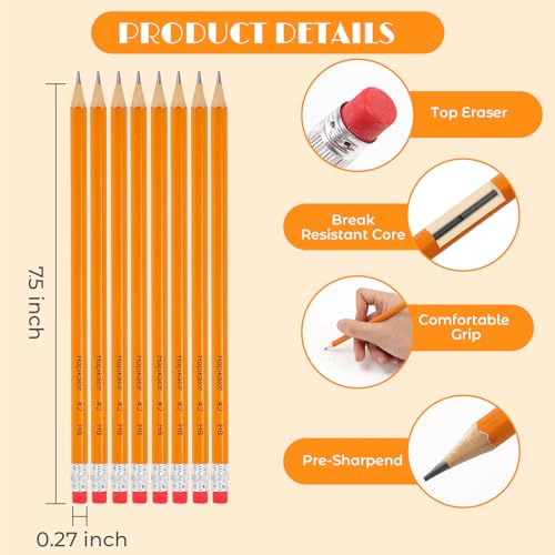 Hapikalor 360-Pack Sharpened #2 Yellow Pencils with Erasers, Bulk Pack Graphite Pencils for School Classroom Teacher Supplies, Writing, Drawing and Sketching - Image 3