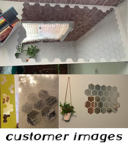 Image of Bikri Kendra - Hexagon 35 Silver with 20 Butterfly Silver Decorative Mirror Sticker for Wall, wall Stickers for Hall Room, Bed Room