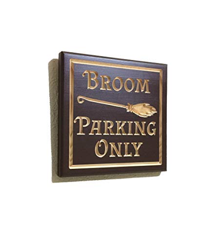 Ced454sy Gift Wood Halloween Decor Witch Sign Witches Broom Parking Only