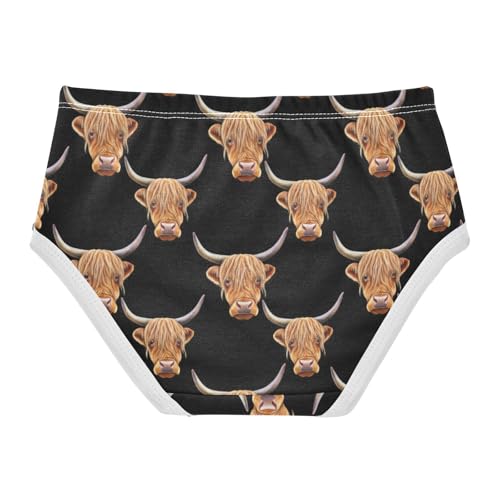 Joisal Cute Highland Cow Heads Black Cute Panties Girl Girls Underwear Toddler Cotton Personalized Undies Kids Briefs 2t2