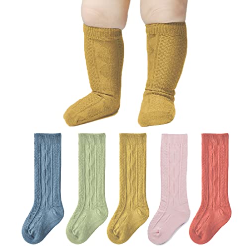 Image of EPEIUS Unisex-Baby Seamless Ribbed/Cable Knit Knee High Socks (Pack of 3/6)