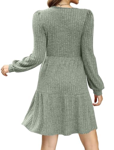 Image of Sampeel Womens Square Neck Long Sleeve Fall Dresses Casual Babydoll Sweater Dress