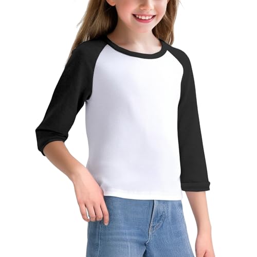 Kids Boys Girls Long Sleeve Shirts 𝐂olor Block Crewneck Cotton Soft Comfort Shirt Fall Winter Basic Tee Tops
