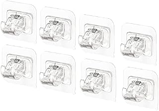 Self Adhesive Curtain Rod Brackets,No Drilling Drapery Hook Holders,Clear Curtain Pole Wall Brackets Fixing Rod Holder for Bathroom Kitchen (Clear4PCS)