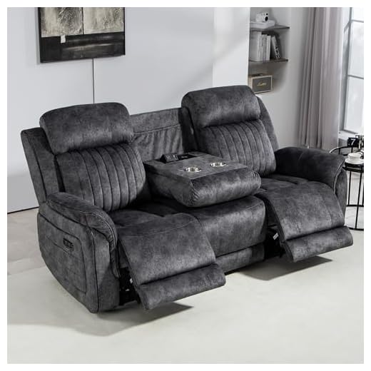 Consofa Zero Gravity Power Reclining Sofa with Adjustable Headrest, Electric Reclining Couch with Wireless Charge, Power Recliner Sofa Couch with Drop Down Table,Cup Holder,USB Ports (Grey)