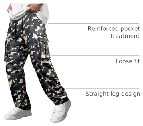Image of Comdecevis Men's Casual Cargo Pants Workout Joggers Stretch Sweatpants Hiking Drawstring Tactical Pants with Multi Pockets