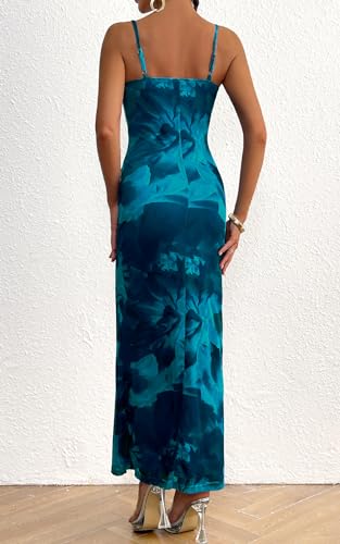 Image of PRETTYGARDEN Women's 2026 Summer Floral Spaghetti Strap Maxi Dress Stretch Sexy Bodycon Dress Backless Slip Long Dresses