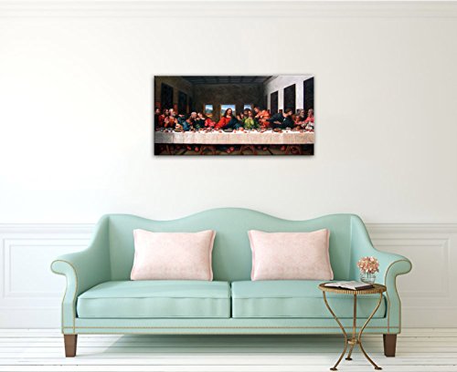 Niwo Art (Tm - The Last Supper, By Leonardo Davinci, Oil Painting Reproduction - Giclee Wall Art For Home Decor, Gallery Wrapped, Stretched, Framed Ready To Hang (30"X16"X1.5") #TOP1