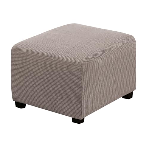 Image of H.VERSAILTEX Ottoman Cover Slipcover Rectangle Fit Length 35 inch-45 inch Footrest Sofa Slipcovers Stool Cover Footstool Protector Covers Feature Stretch Thick Soft Jacquard Fabric Removable Washable - Taupe