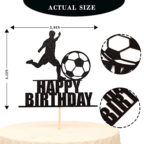 Happy Birthday Soccer Cake Topper - Boy/Girl Sports Cake Topper，Soccer Birthday Party Decorations，Soccer Player Cake Topper Boy Birthday，Football Player Cake Topper #TOP1