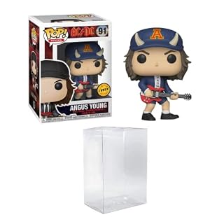 Funko Pop! Rocks: AC/DC – Angus Young Chase Bundled with EcoTEK Pop Protector - Les Beatles, Paul McCartney, John Lennon, RIngo Starr, George Harrison
