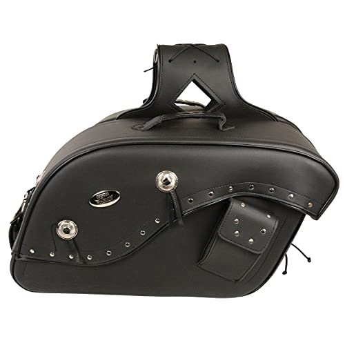Image of Milwaukee Leather Studded Throw-Over Motorcycle Saddlebags - Synthetic Leather - Universal Fit - Zip-Off - Large