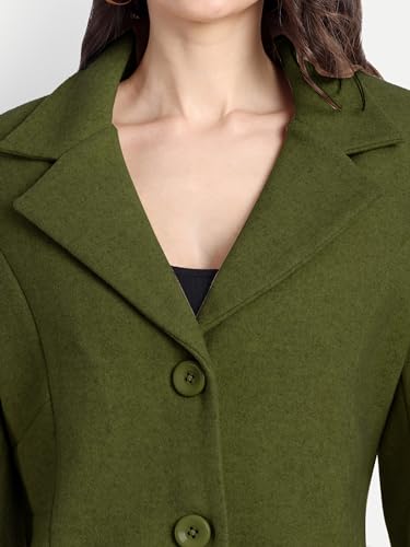 Image of HAUTEMODA Women's Winter Coat Trench Long Sleeves Over Coat With Pocket single Breasted