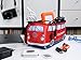 BRISA VW Collection - Volkswagen Neoprene Universal Makeup Cosmetics Toiletry Travel Pharmacy Bag in T1 Bus Design (Firetruck/Red) (Large (11.8 x 5.5 x 4.7 inches))