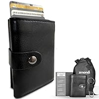 zmondi Cartera Tarjetero Hombre de Cuero y Aluminio - Billetera Compacta con Espacio para Tarjetas y Billetes | Diseño Pop-Up y Cierre Seguro | Regalo Hombre, Llavero y Caja | Navidad Cumpleaños