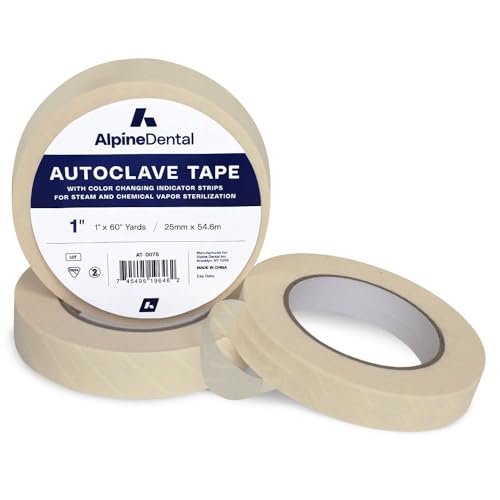 60 Yd. Roll of Autoclave Tape – Indicates Sterilization for Dental Tools, Surgical Instruments & Tattoo Accessories – Heat Tape for Chemical, Dry Heat & Autoclave Sterilizers
