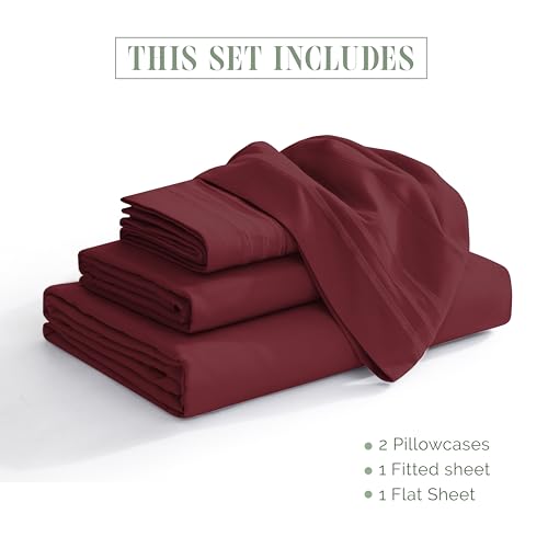 Elegant Comfort Luxury 1500 Premium Hotel Quality Microfiber 4-Piece Sheet Set - Soft, All Around Elastic 18-24 Inches Deep Fitted Sheet - Extra Deep Pocket Sheets, Twin/Twin XL, Burgundy