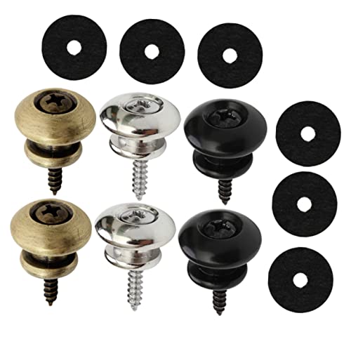 Garneck Guitar Strap Lock Button Set 6pcs Metal End Pin Locks for Classical and Electric Guitars