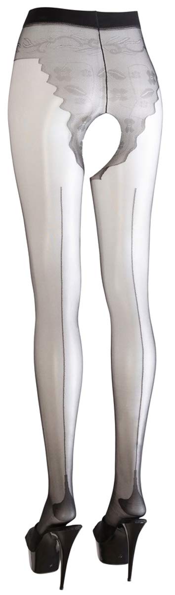 Cottelli Crotchless Tights with Backseam - Black - L