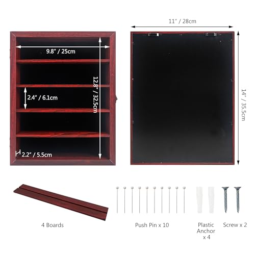 Image of Shadow Box Frame with Removable Shelves, Red 11x14 Deep Memory Box Display Case for Keepsake Collectibles, Coins Military Medals Pins Wedding Flowers