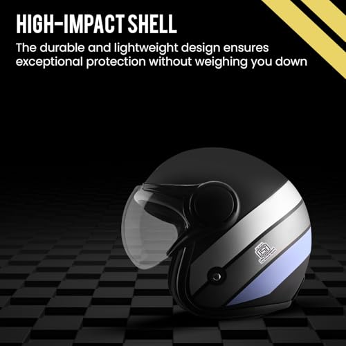 Image of Pivalo 580MM Star Half Face Helmet with Outer Clear Visor Matt Finish Scratch Resistant Open-Face for Bike Scooty Riding Men and Women - Pack of 1