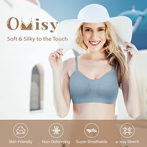 Omisy 4 Pieces V Neck Padded Bralette Cami Bra Wireless Tank Top Sports Bra with Adjustable Straps