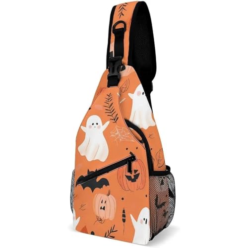 Ghosts Pumpkins Spider Halloween Crossbody Sling Rucksack Brusttasche Reise Tagesrucksack Wandern für Männer Frauen wasserabweisend