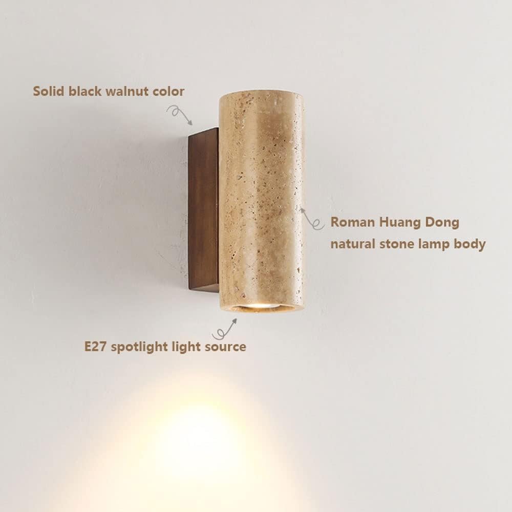 Nowoczesna lampa ścienna z naturalnego marmuru, wpuszczana lampa punktowa, rustykalny styl vintage, lampka nocna do sypialni lub salonu, wysokość 16 cm.