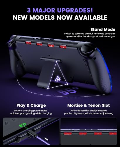 Image of Gammeefy JC400 Gen 2 Switch 2 Controller - Hall Effect Joysticks & Enhanced Grip - One Piece Switch Joypad Replacement Switch 2 Pro Controller with RGB Lighting, Turbo, Macros - Starry Sky, 7.9 inch