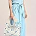 JeVenis Pink Crochet Tote Coquette Bow Aesthetic Hobo Bag for Women Beach Mesh Knitted Shoulder Bag Boho Shoulder Handbag (Blue)