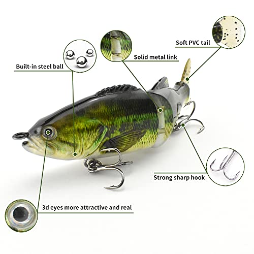 ODS Lure Glide Bait with PVC Tail Sinking Fishing Tackle Set for Bass Trout Shad Perch Pike (Set 1), M - Image 3