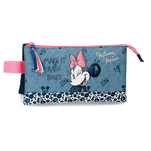 Disney Minnie Make It Rain Bows Estuche Triple Azul 22X12X5 Cms Poliéster