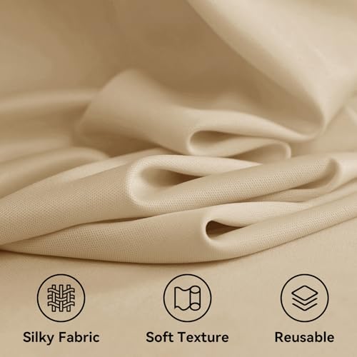 Image of 50x15ft Champagne Backdrop Curtains for Parties, Wrinkle Free Polyester Photo Backdrop Drapes 10 Panels 15 ft Long Back Drop Cloth for Wedding Birthday Photography Background Party